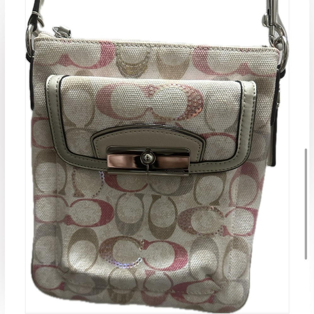 Coach Beige and Pink Sequin Crossbody Bag - Picture 5 of 7